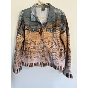 Simply Art by Dolcezza Lightweight Womens Casual Jacket Stretchy Sz L